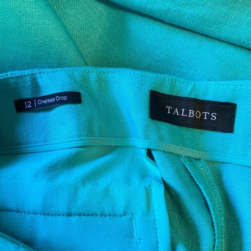 Talbots Linen Chelsea Straight Leg Crop With Side Button Detailing Size 12 - Picture 6 of 7